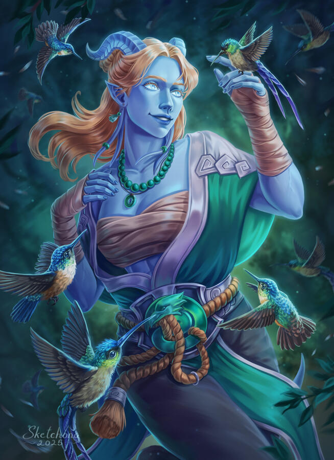 Full render, thigh-up portrait