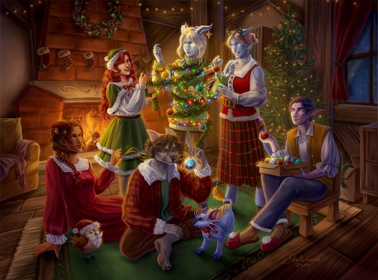 Full render, group full body portrait